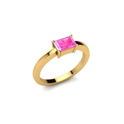 Single Emerald Pink Sapphire Ring