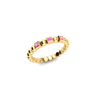 Small Triple Princess Pink Sapphire Bubble Ring