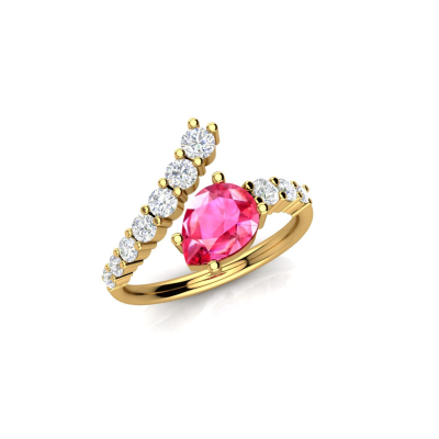 Pink Sapphire Pear Pave Diamond Ring