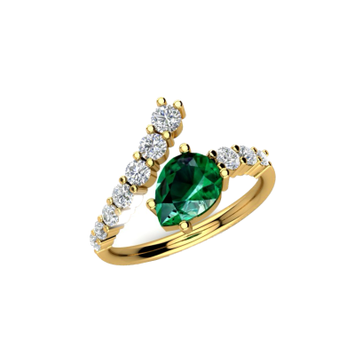 Emerald Pear Pave Diamond Ring