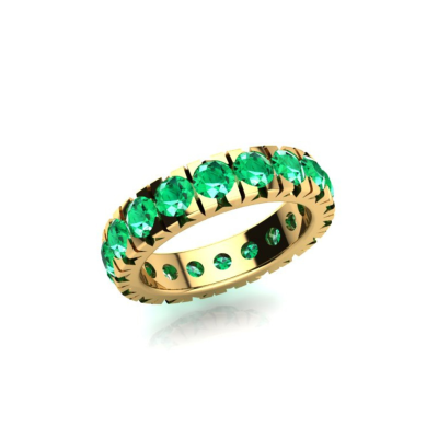 French Pave Emerald Eternity Band